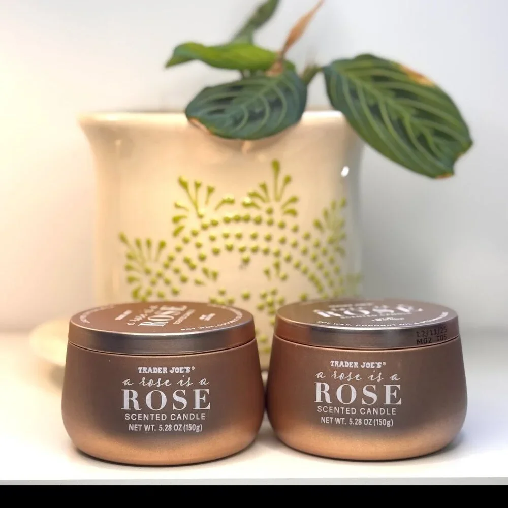 Trader Joe’s ROSE Scented Candle Seasonal LIMITED‎ EDITION 2 PACK 5 oz Floral
